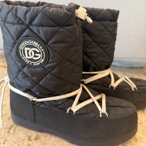 Dolce & Gabbana Kids Black Suede & Puff Nylon Boots